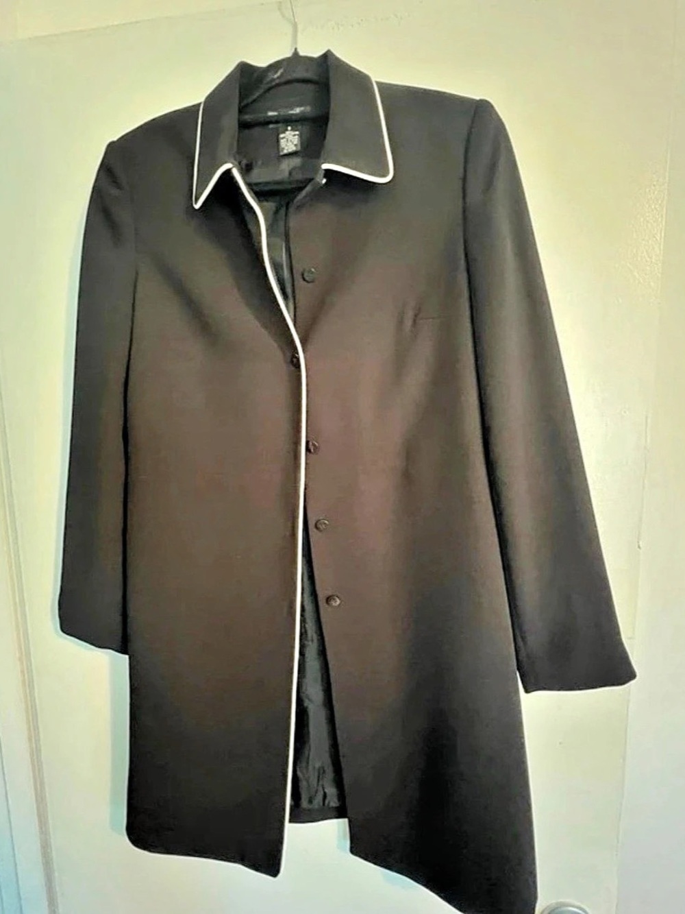 St. John Black Piped Long Coat